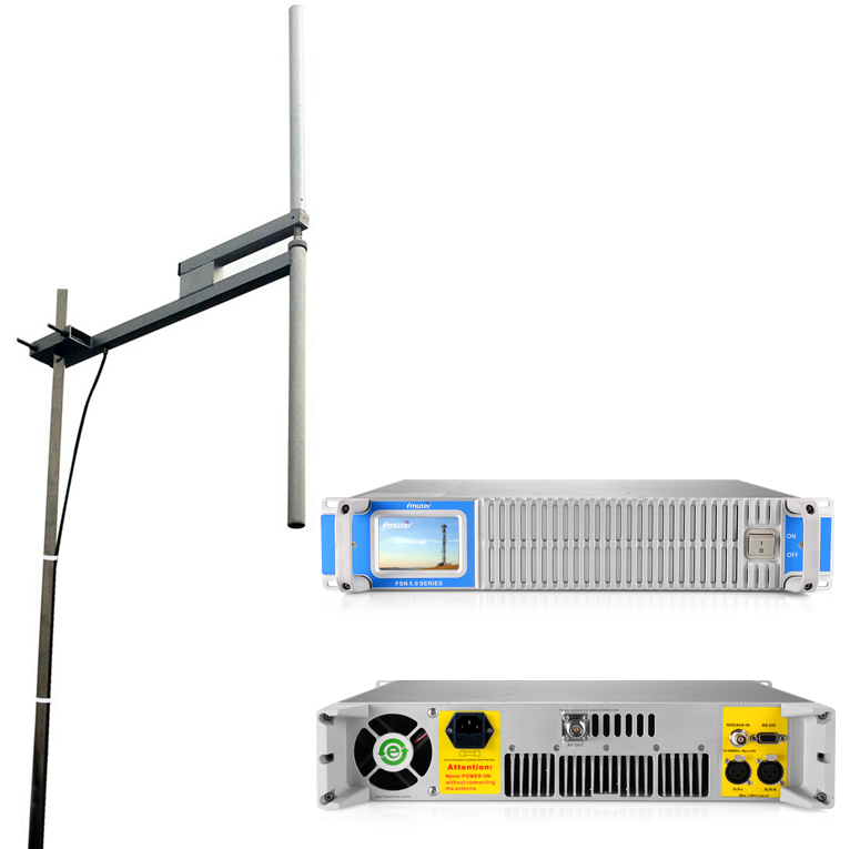 FMUSER FSN-1500T 1500W FM Transmitter + 2KW Dipole Antenna + 30M Coaxial Cable 40KM Radio Station
