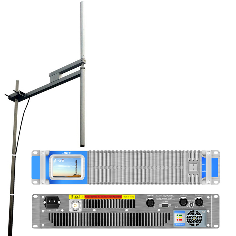 FMUSER 2KW FM TX With Antenna Package ( 2000W FM Transmitter + 2KW Dipole Antenna + 30M Coaxial Cable )
